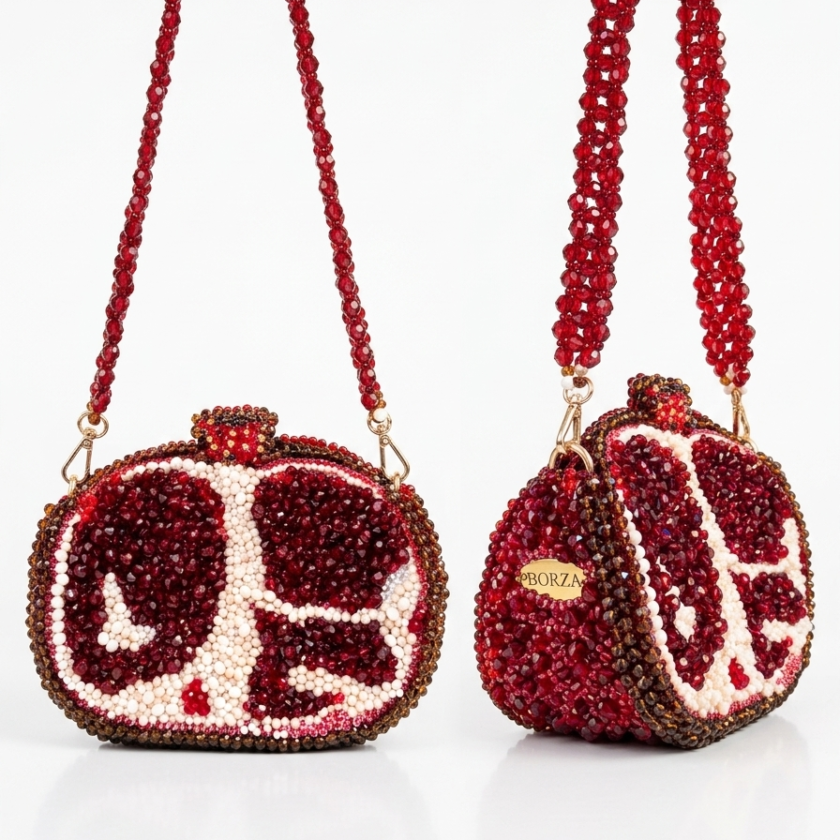 Forbidden Fruit: The Pomegranate Clutch - Handmade Crystal 3D Sculptural Bag