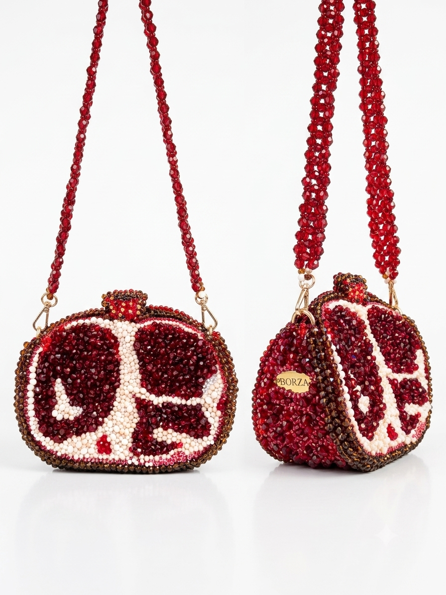 Forbidden Fruit: The Pomegranate Clutch - Handmade Crystal 3D Sculptural Bag