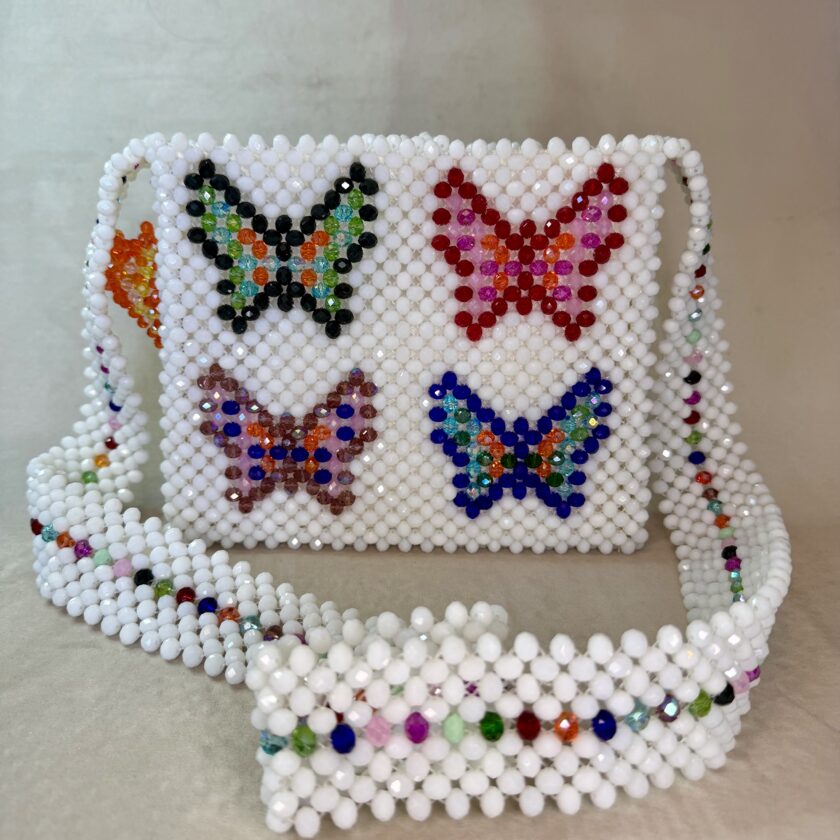 Handmade Butterfly Crystal Beaded Bag