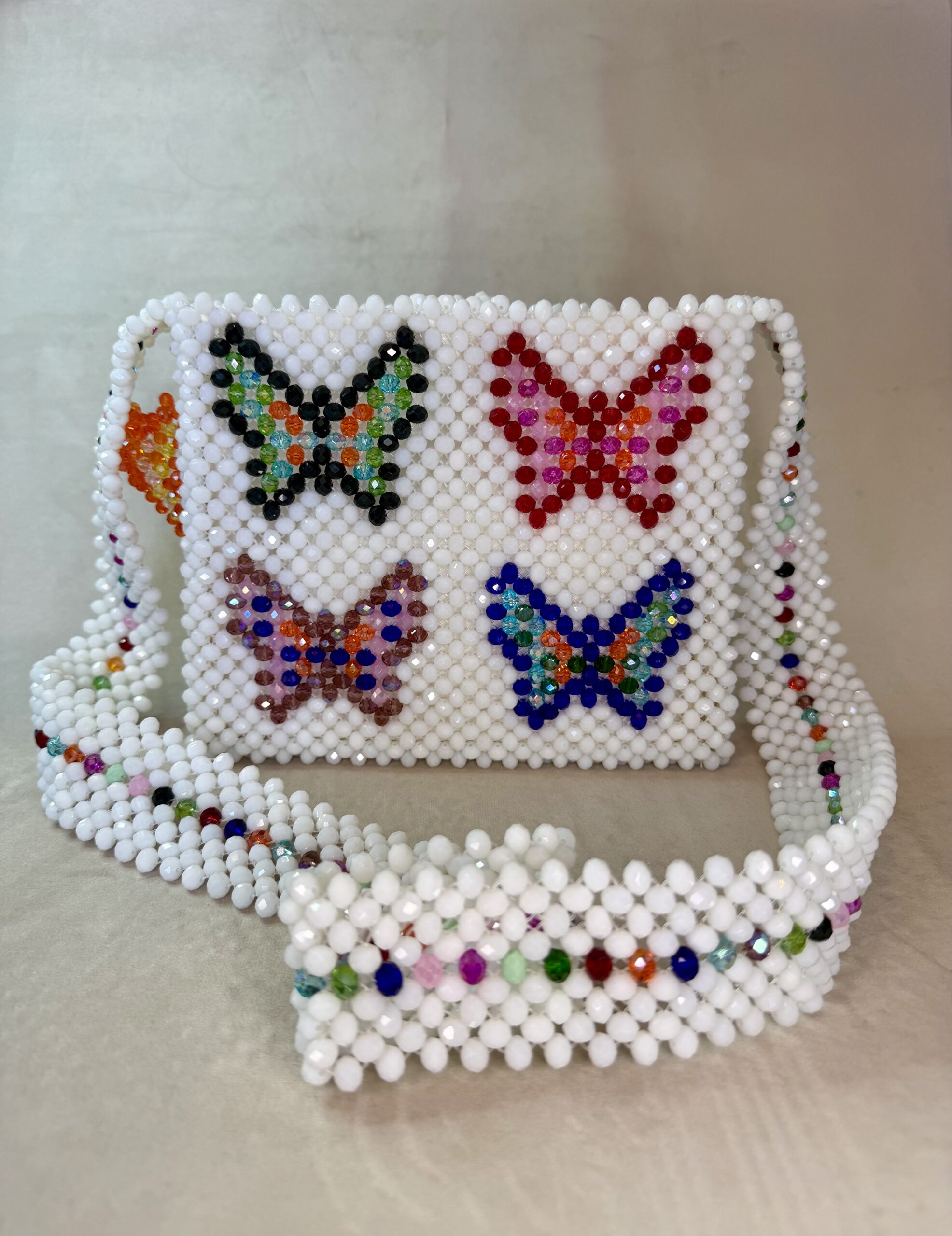 Handmade Butterfly Crystal Beaded Bag