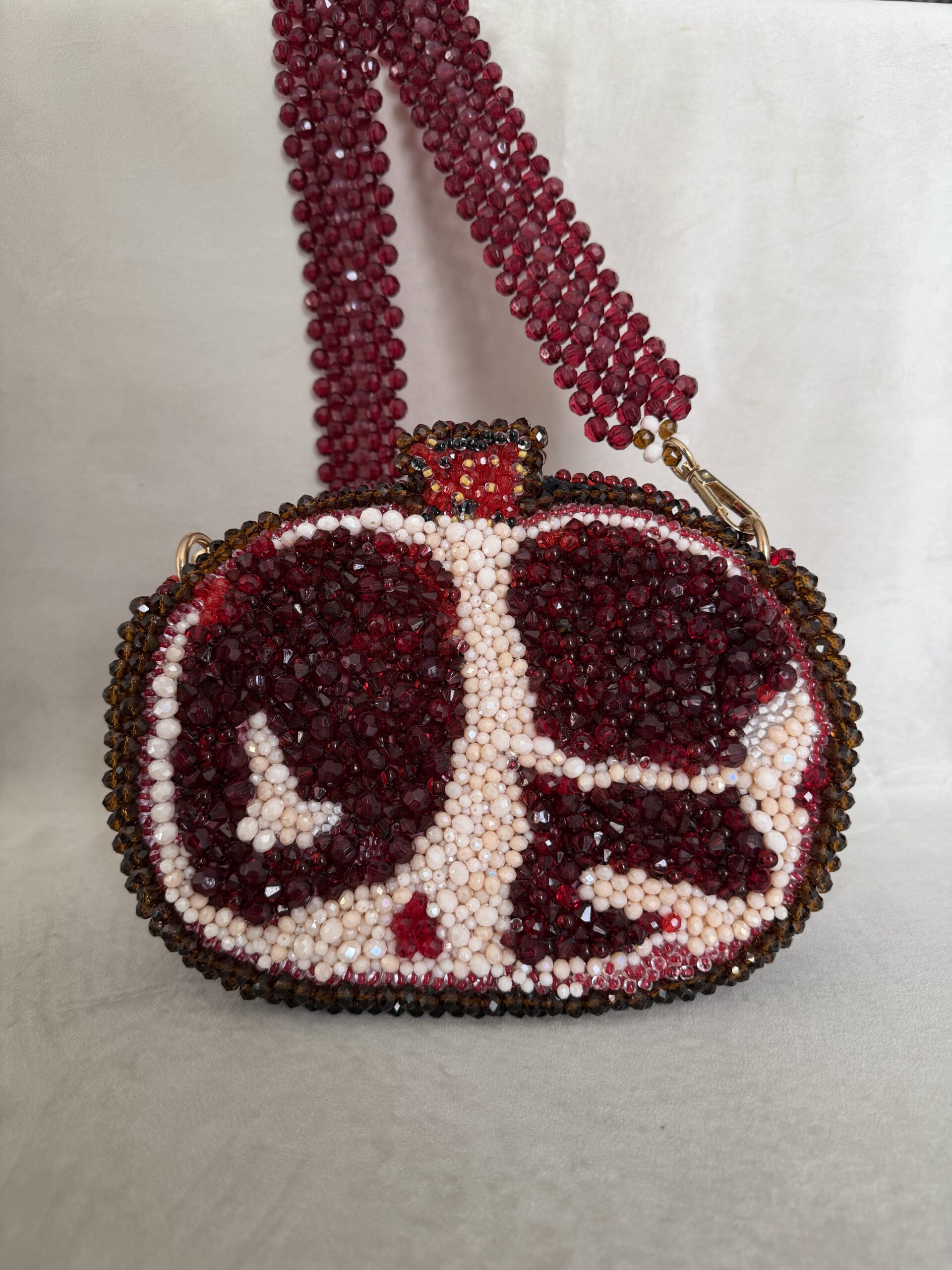 Forbidden Fruit: The Pomegranate Clutch - Handmade Crystal 3D Sculptural Bag