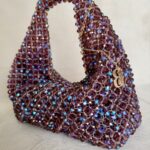 Iridescent Amethyst Crystal Beaded Bag