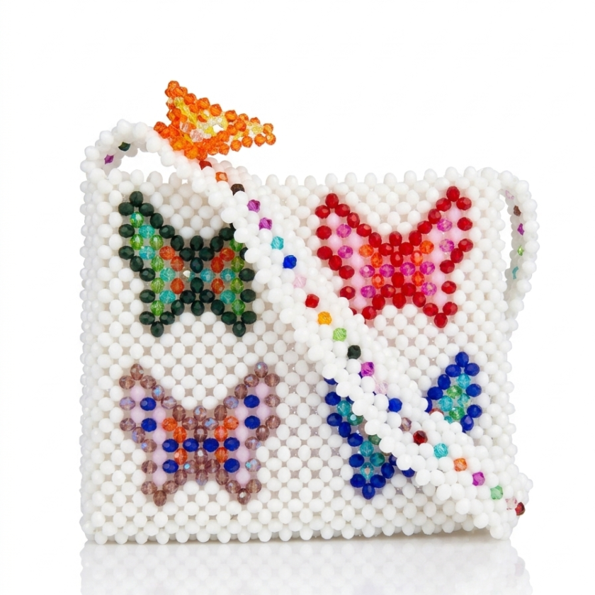 Handmade Butterfly Crystal Beaded Bag