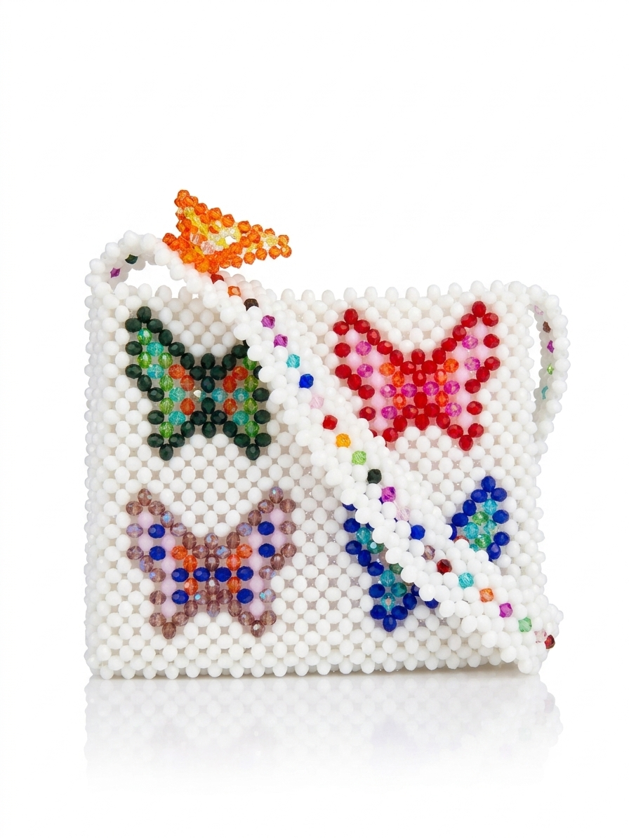Handmade Butterfly Crystal Beaded Bag